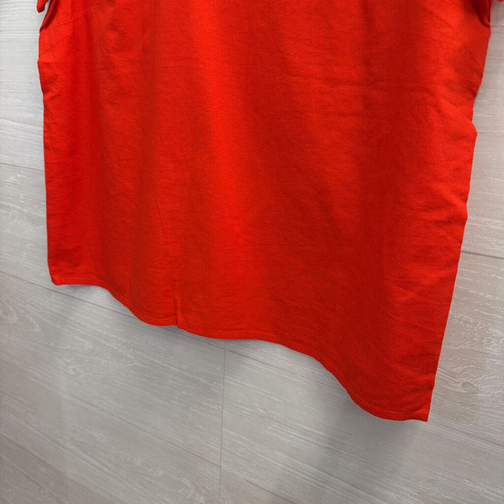 J Crew Red Short Sleeve Shoulder Button Detail Boxy Top Medium