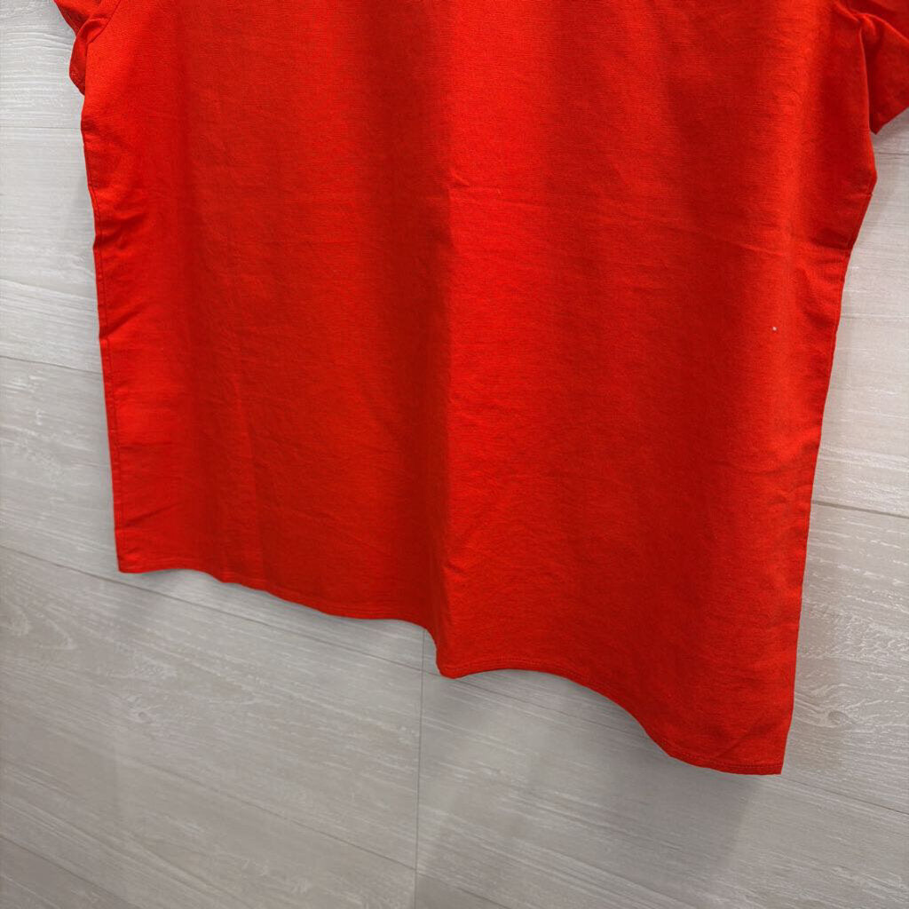 J Crew Red Short Sleeve Shoulder Button Detail Boxy Top Medium