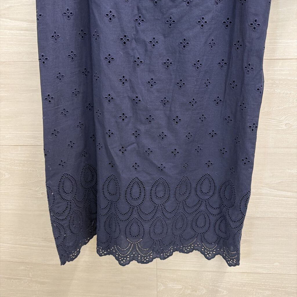 Draper James Navy Eyelet Short Puff Sleeve Dress Medium