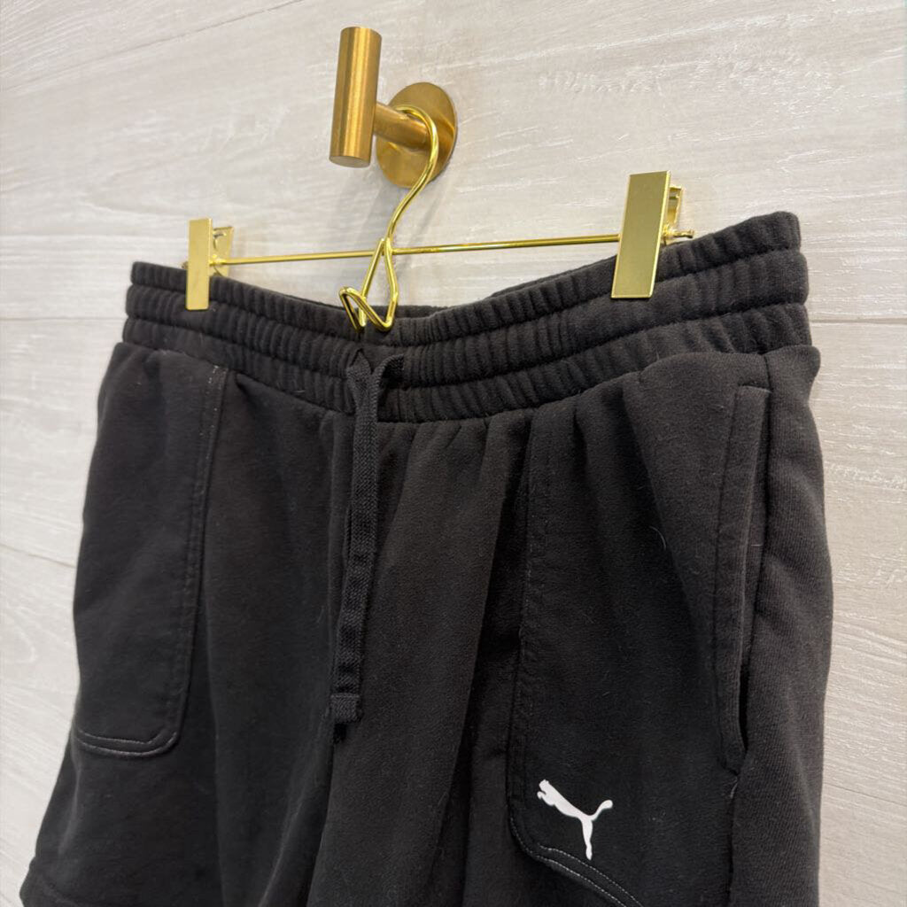 Puma Black Cotton Pull On Shorts Large