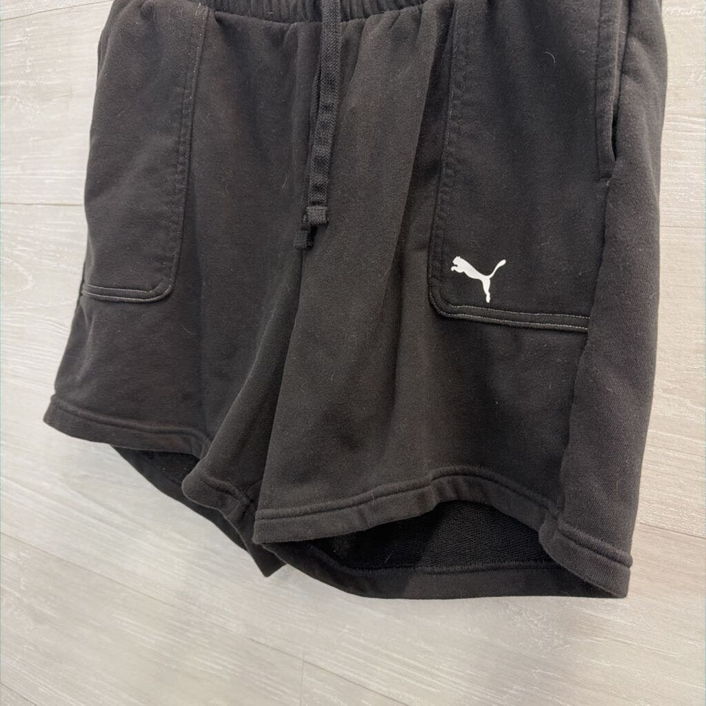 Puma Black Cotton Pull On Shorts Large
