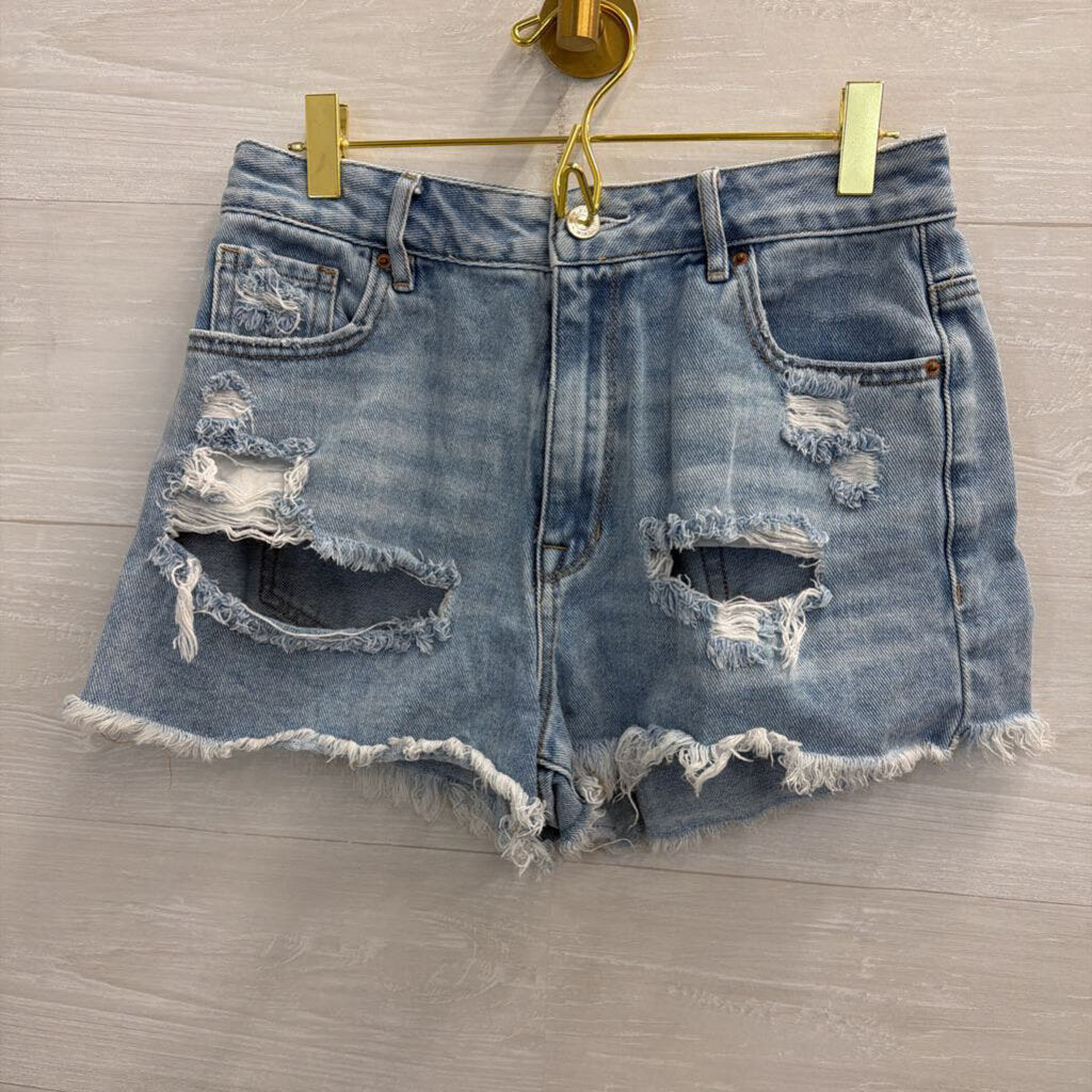 PacSun Light Wash Distressed Cutoff Denim Shorts 28