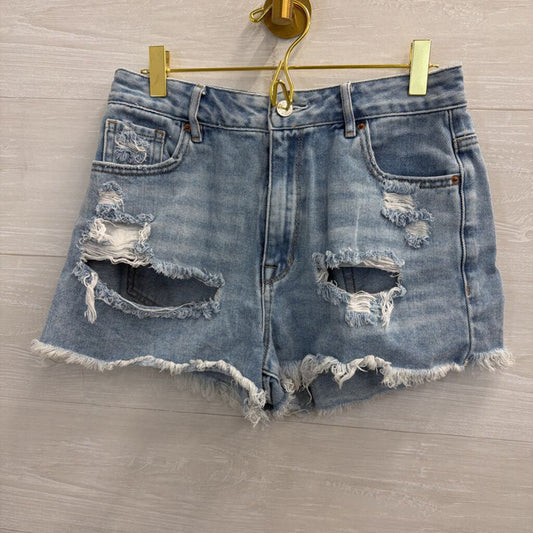 PacSun Light Wash Distressed Cutoff Denim Shorts 28