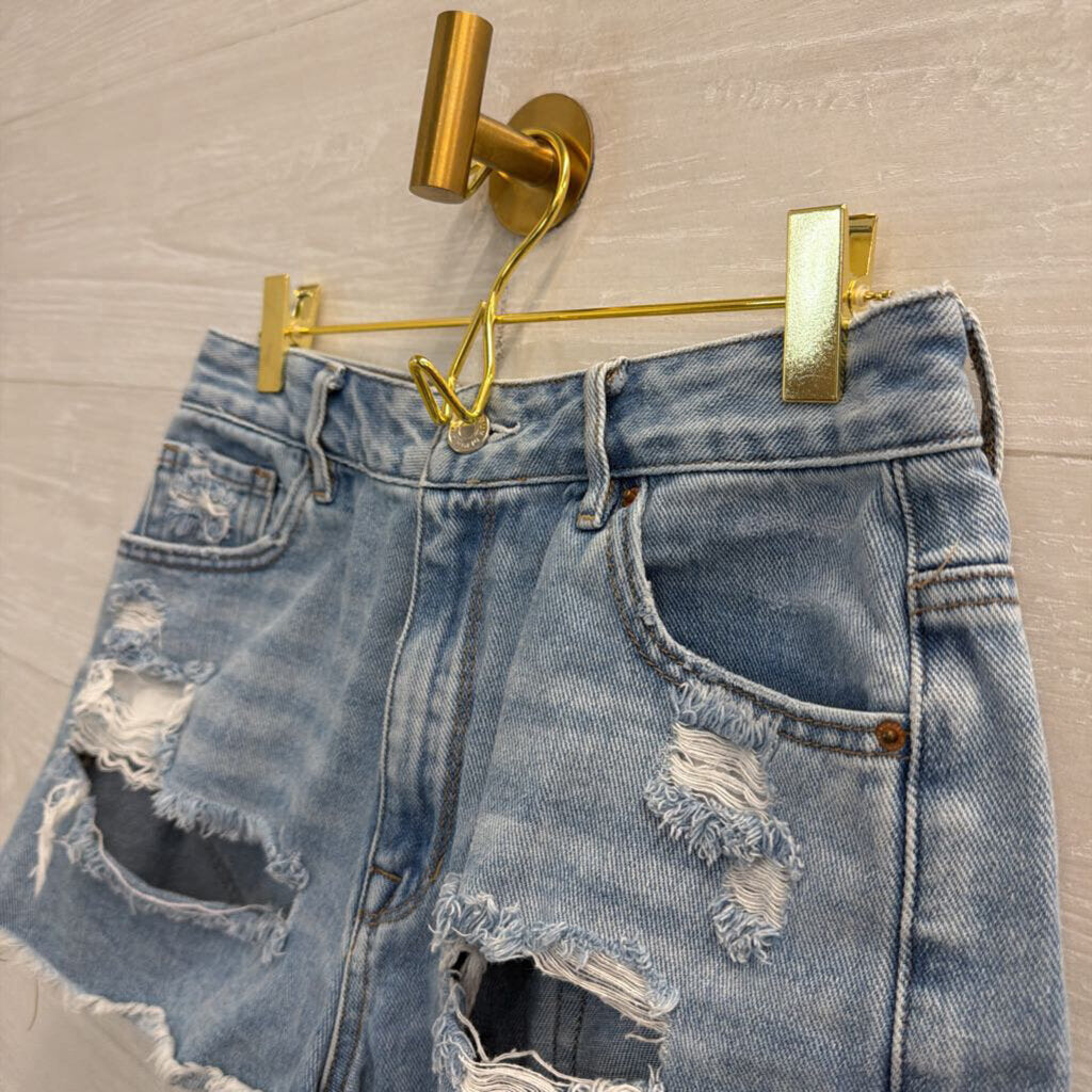 PacSun Light Wash Distressed Cutoff Denim Shorts 28