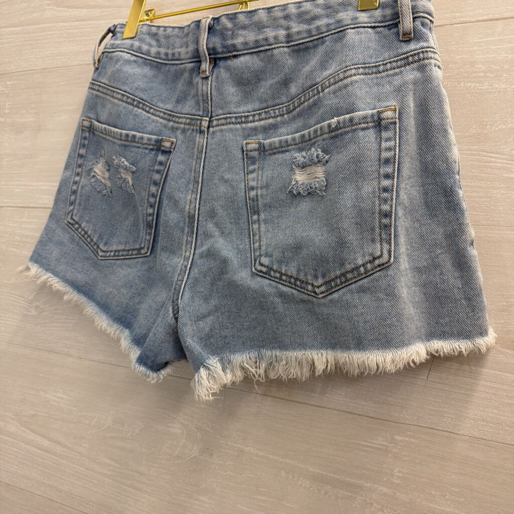 PacSun Light Wash Distressed Cutoff Denim Shorts 28