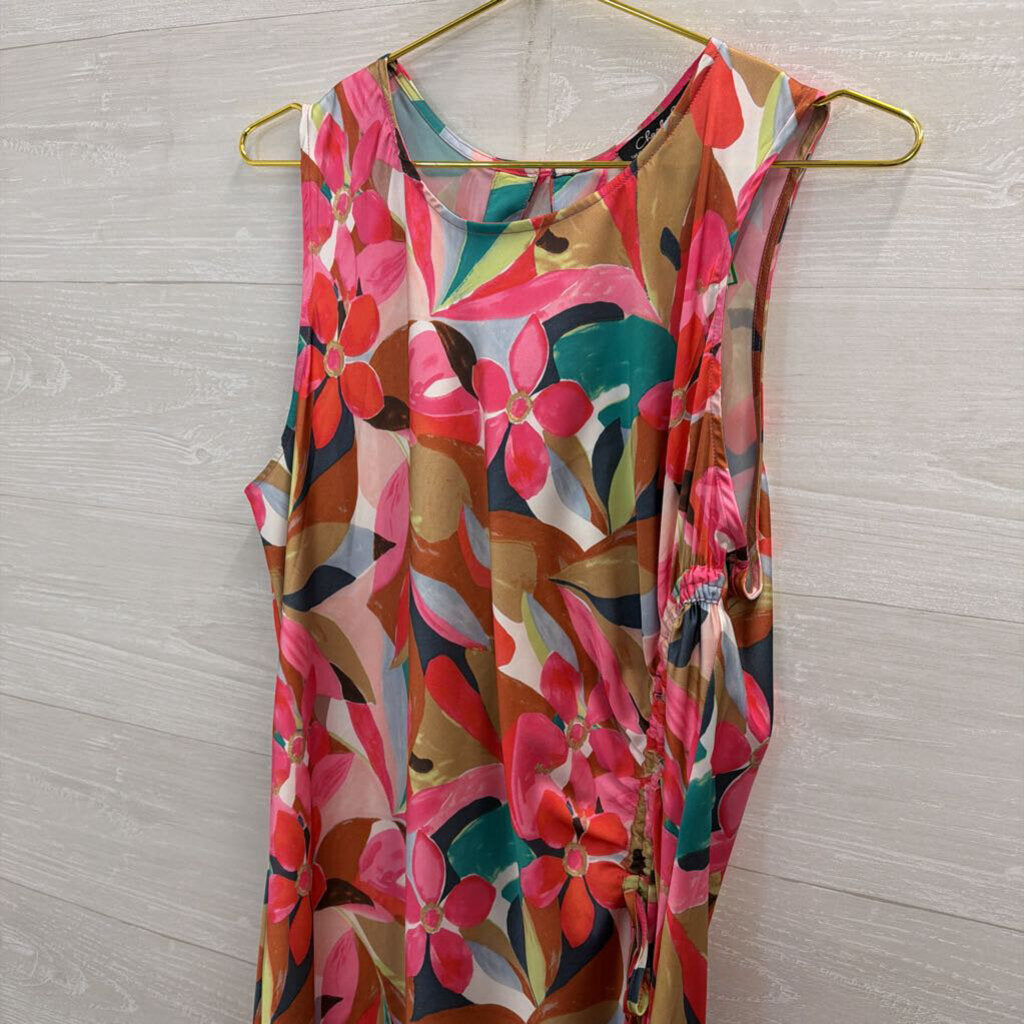 Charlie B Pink/ Multi Print Silky Maxi Dress Extra Large