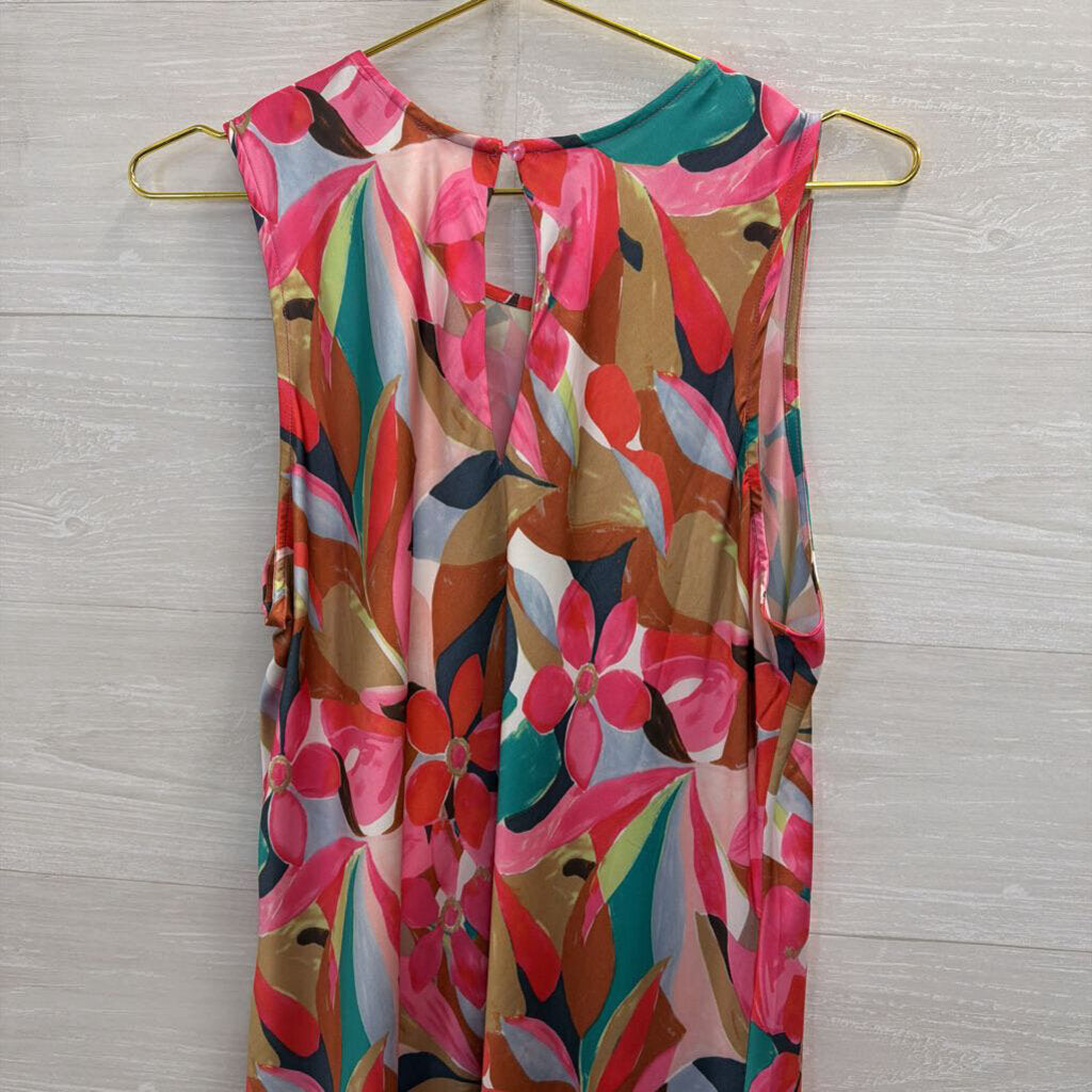 Charlie B Pink/ Multi Print Silky Maxi Dress Extra Large