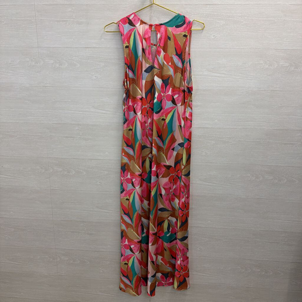 Charlie B Pink/ Multi Print Silky Maxi Dress Extra Large