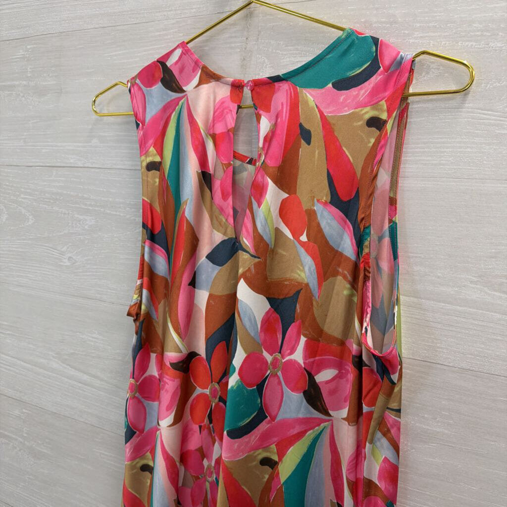 Charlie B Pink/ Multi Print Silky Maxi Dress Extra Large