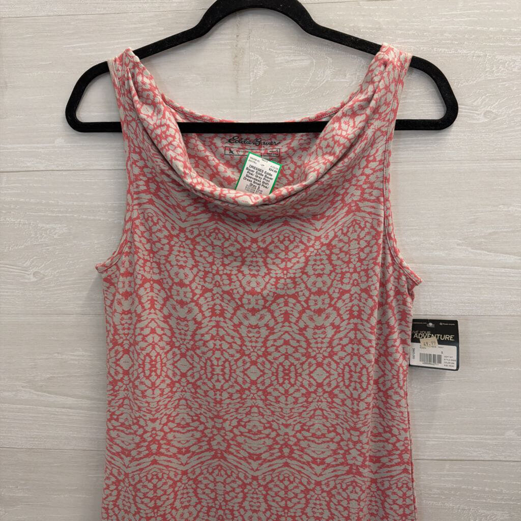 Eddie Bauer Pink/ Grey Print Sleeveless Shift Dress Small