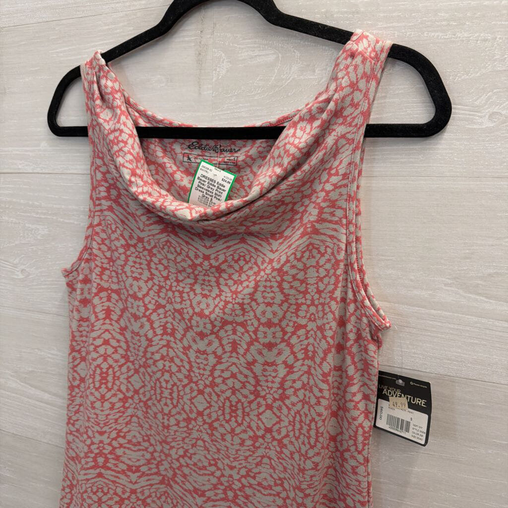 Eddie Bauer Pink/ Grey Print Sleeveless Shift Dress Small