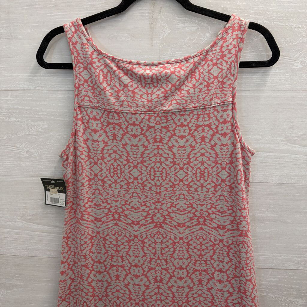 Eddie Bauer Pink/ Grey Print Sleeveless Shift Dress Small