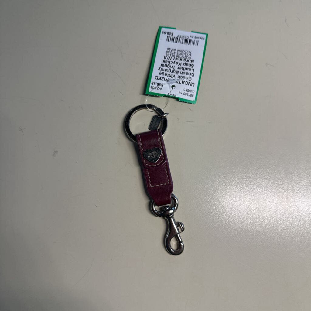 Vintage Coach Burgundy Leather Trigger Snap Keychain
