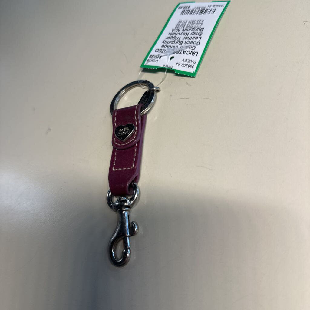 Vintage Coach Burgundy Leather Trigger Snap Keychain