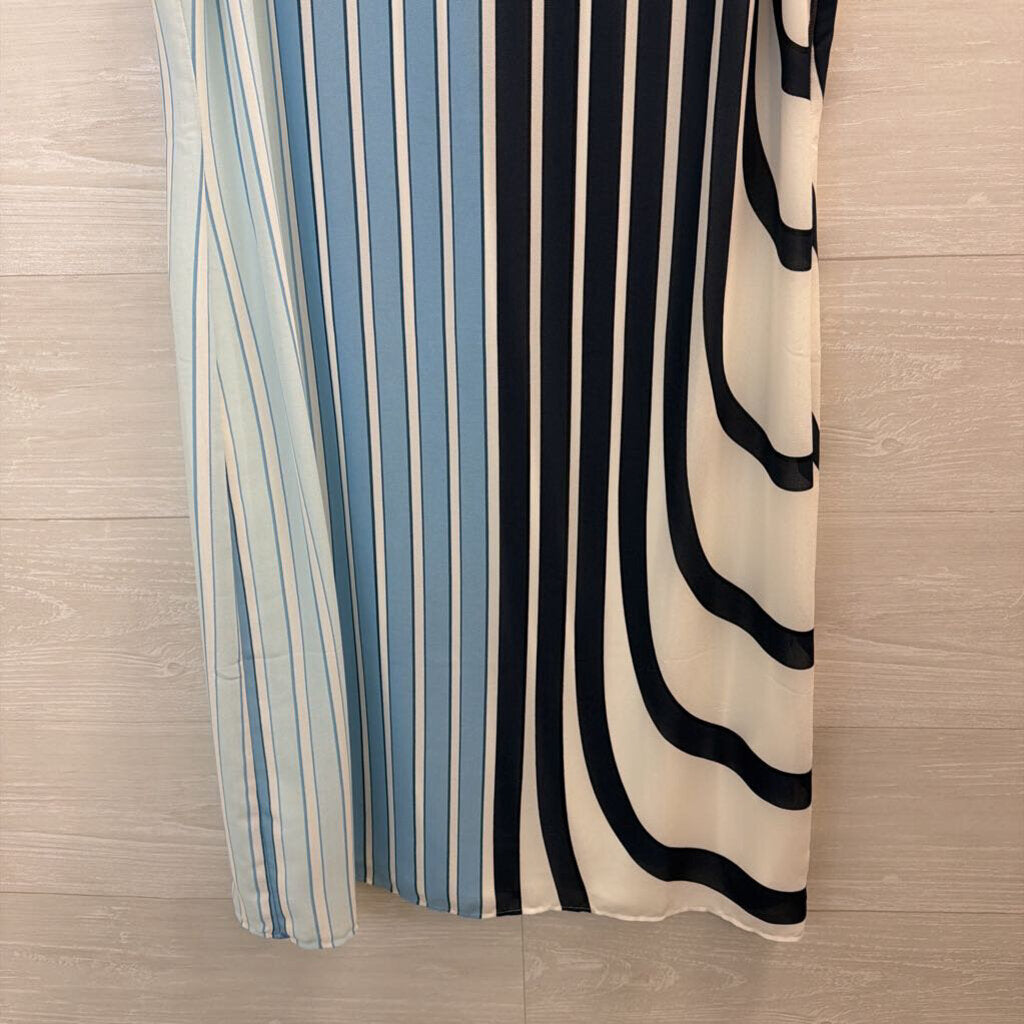 Chicos White/ Blue Striped Print Sleeveless Shift Dress Medium