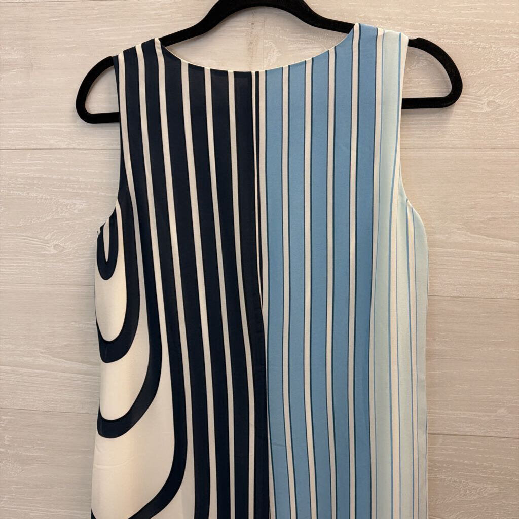 Chicos White/ Blue Striped Print Sleeveless Shift Dress Medium