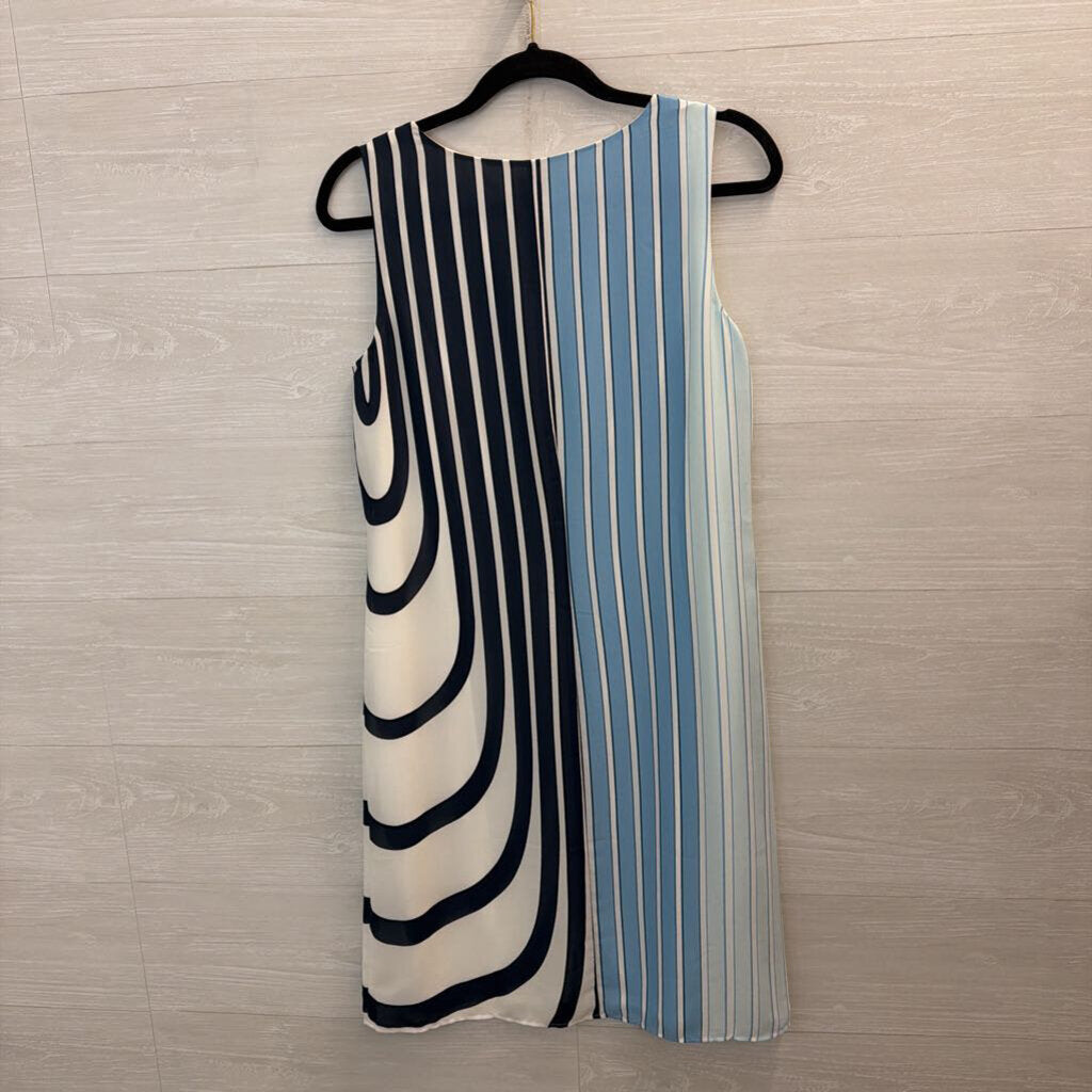 Chicos White/ Blue Striped Print Sleeveless Shift Dress Medium