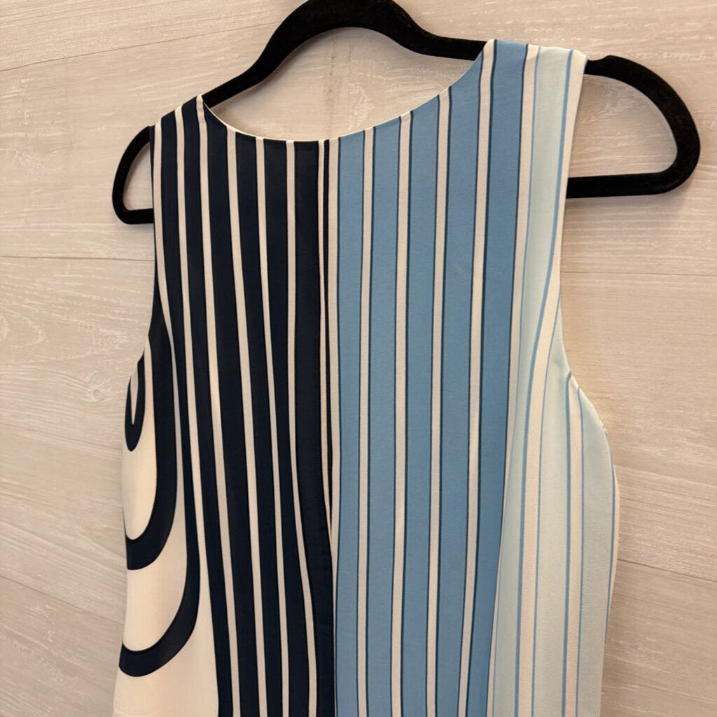 Chicos White/ Blue Striped Print Sleeveless Shift Dress Medium