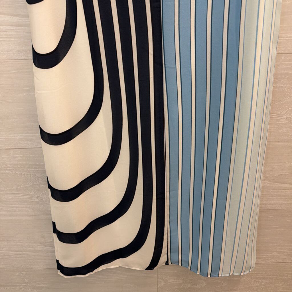 Chicos White/ Blue Striped Print Sleeveless Shift Dress Medium