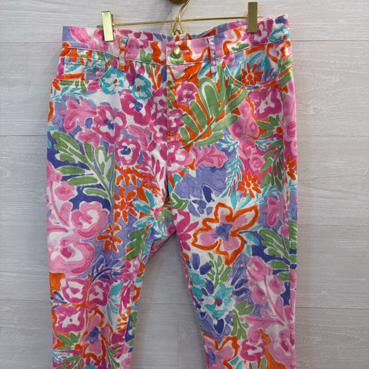 Ralph Lauren Pink/ Multi Print Straight Leg Pants 12