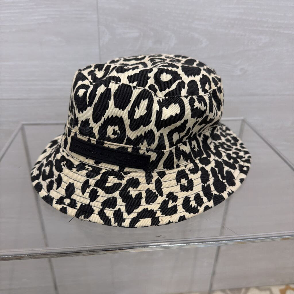French Connection Cream/ Black Leopard Print Bucket Hat