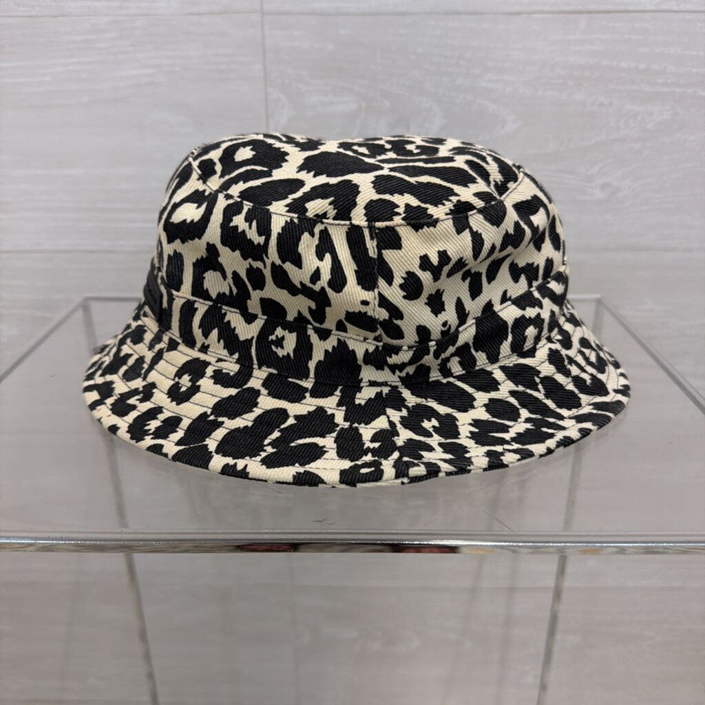 French Connection Cream/ Black Leopard Print Bucket Hat
