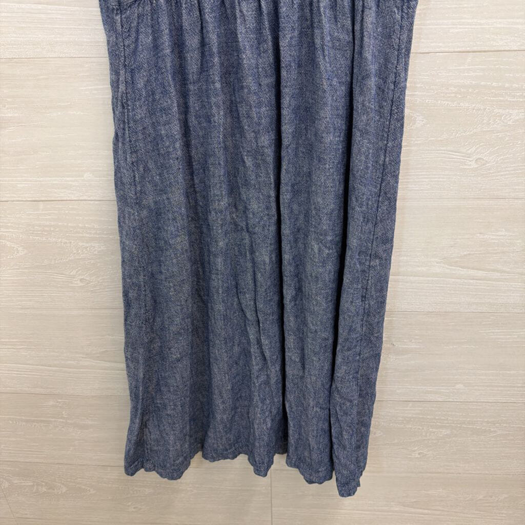 Blue Short Sleeve Button Front Dress Medium