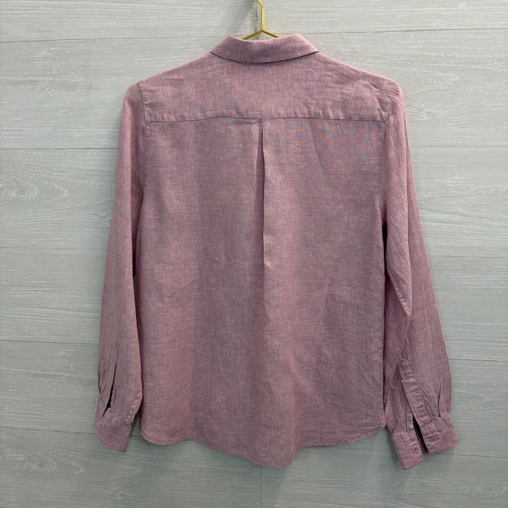 Garnet Hill Purple 100% Linen Long Sleeve Button Down Top 4