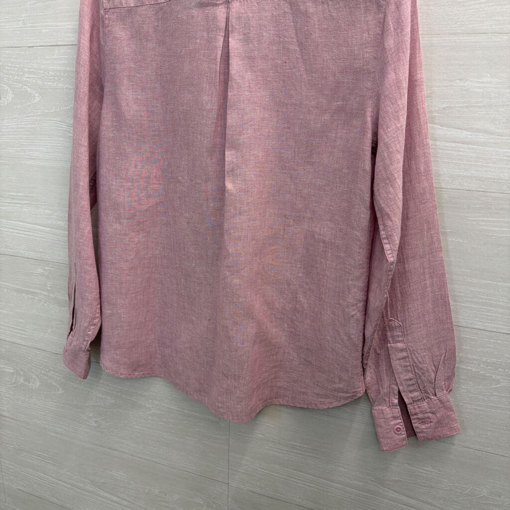 Garnet Hill Purple 100% Linen Long Sleeve Button Down Top 4