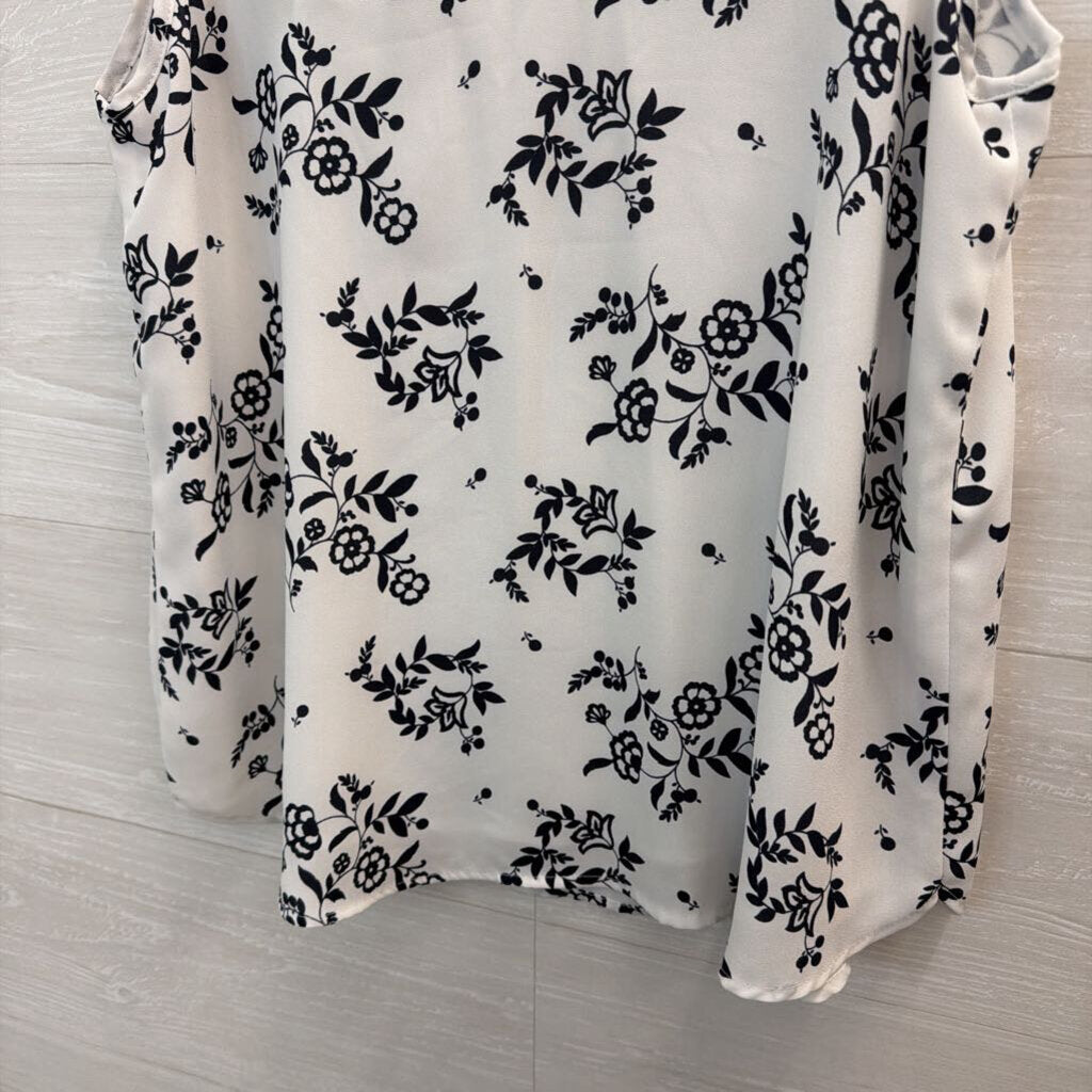 Loft White/ Black Print Silky Tank Top Small
