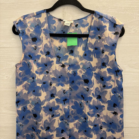 J Crew Blue/ Beige Print Silky Tank Top 2