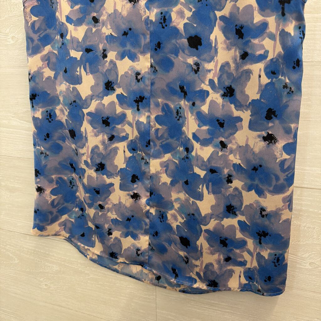 J Crew Blue/ Beige Print Silky Tank Top 2