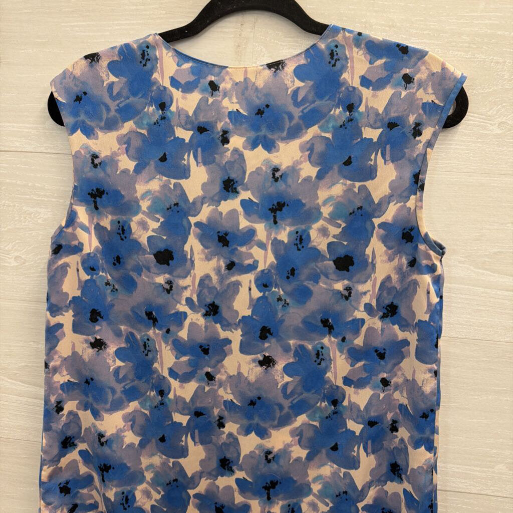 J Crew Blue/ Beige Print Silky Tank Top 2