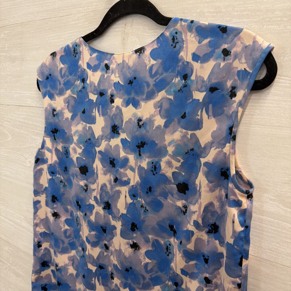 J Crew Blue/ Beige Print Silky Tank Top 2