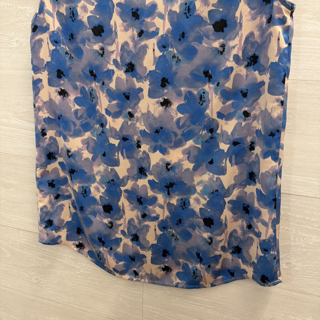 J Crew Blue/ Beige Print Silky Tank Top 2