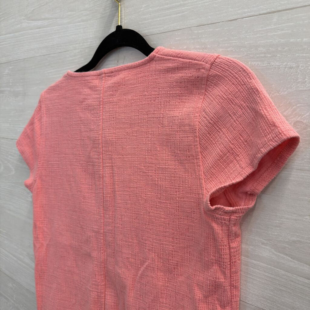 J Crew Pink Textured Short Sleeve Tie Front Top Small