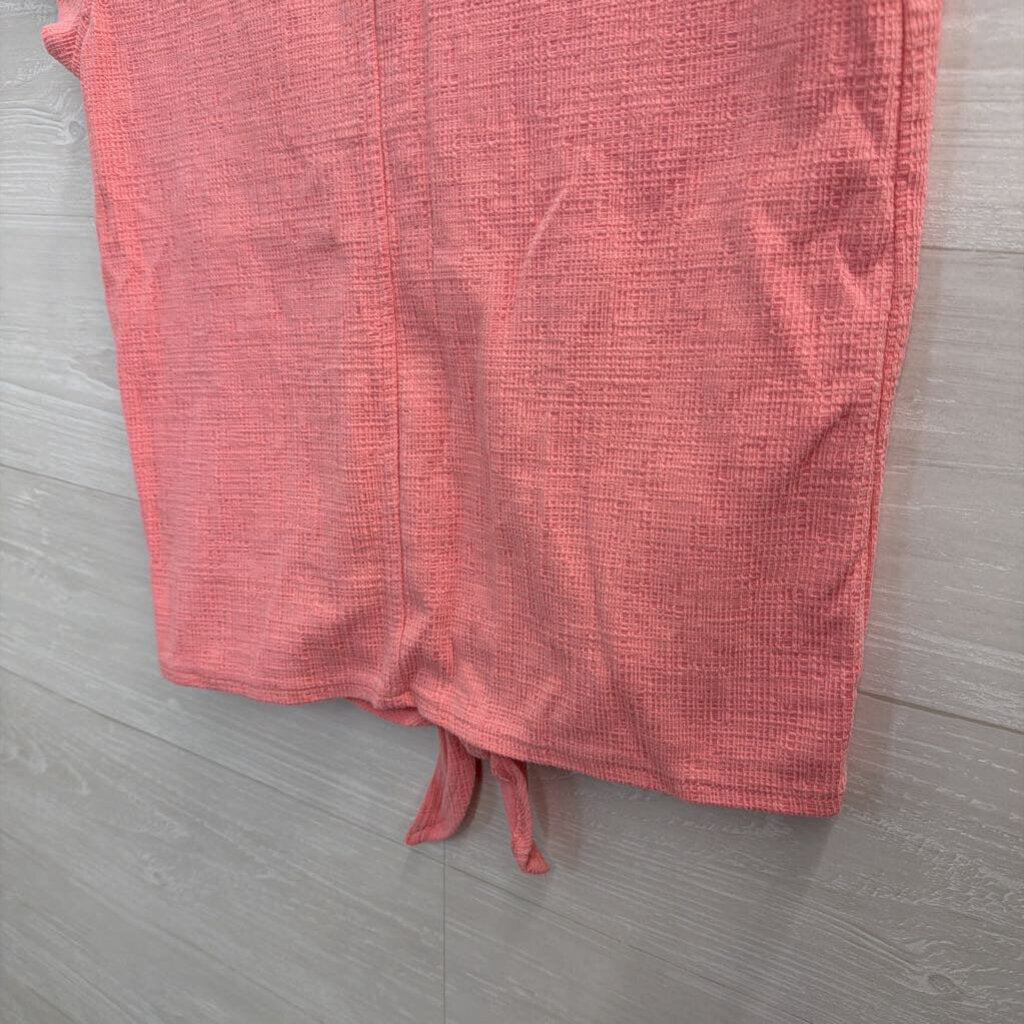 J Crew Pink Textured Short Sleeve Tie Front Top Small