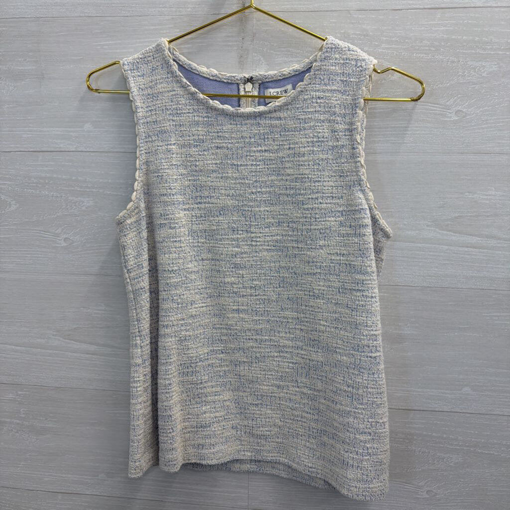 J Crew White/ Blue Textured Tank Top Small