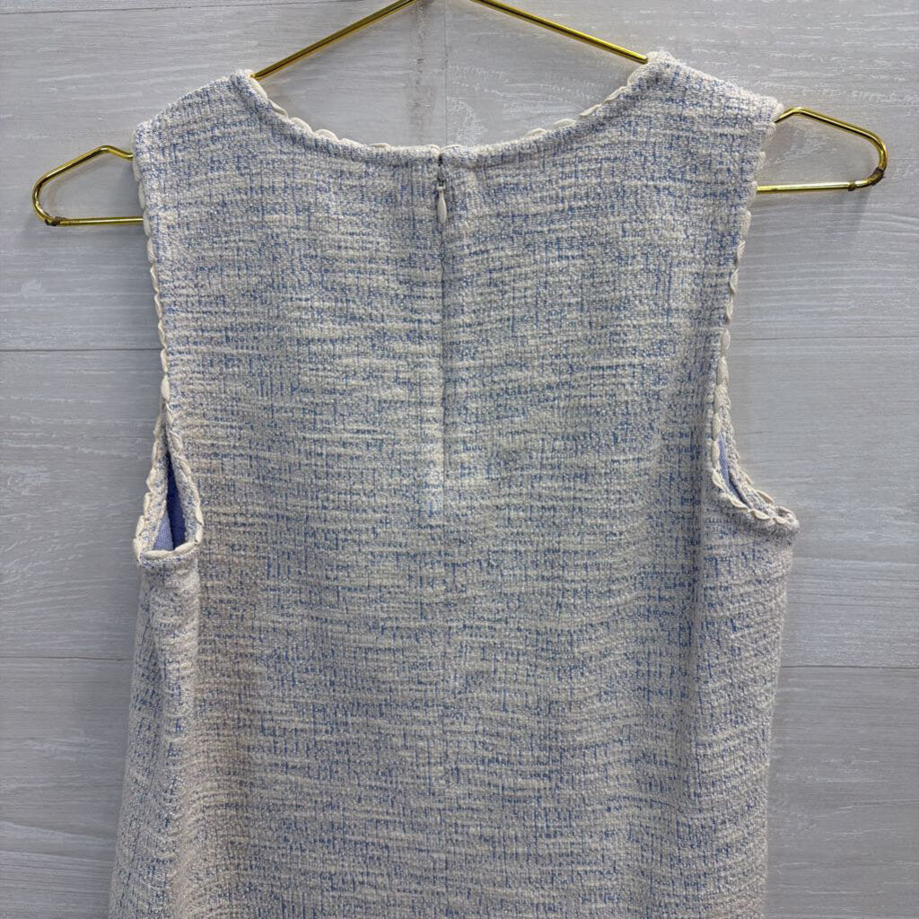 J Crew White/ Blue Textured Tank Top Small