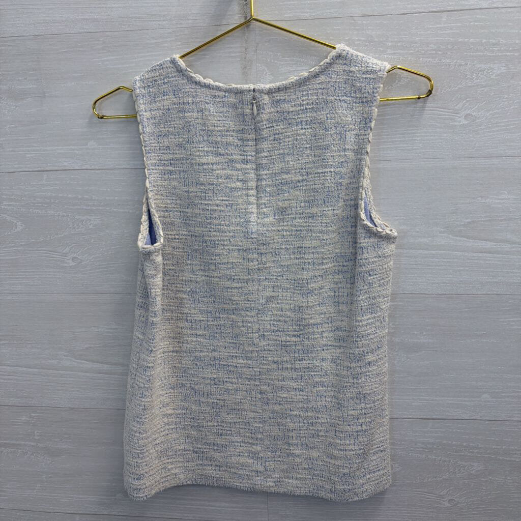 J Crew White/ Blue Textured Tank Top Small