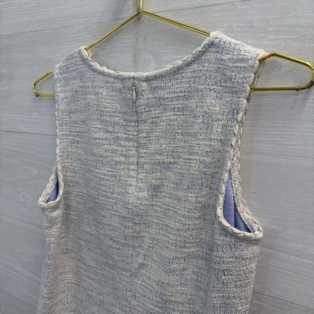 J Crew White/ Blue Textured Tank Top Small