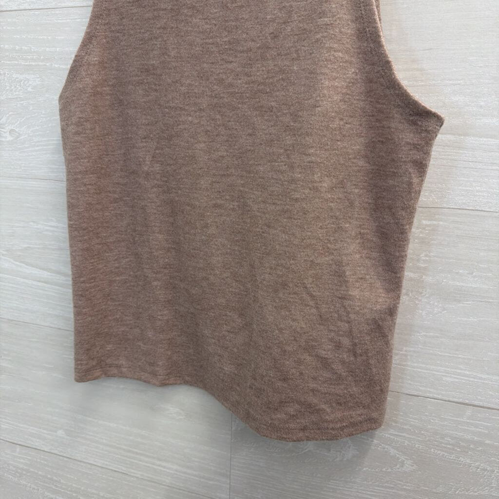 Soft Brown Mock Neck Sleeveless Top Small