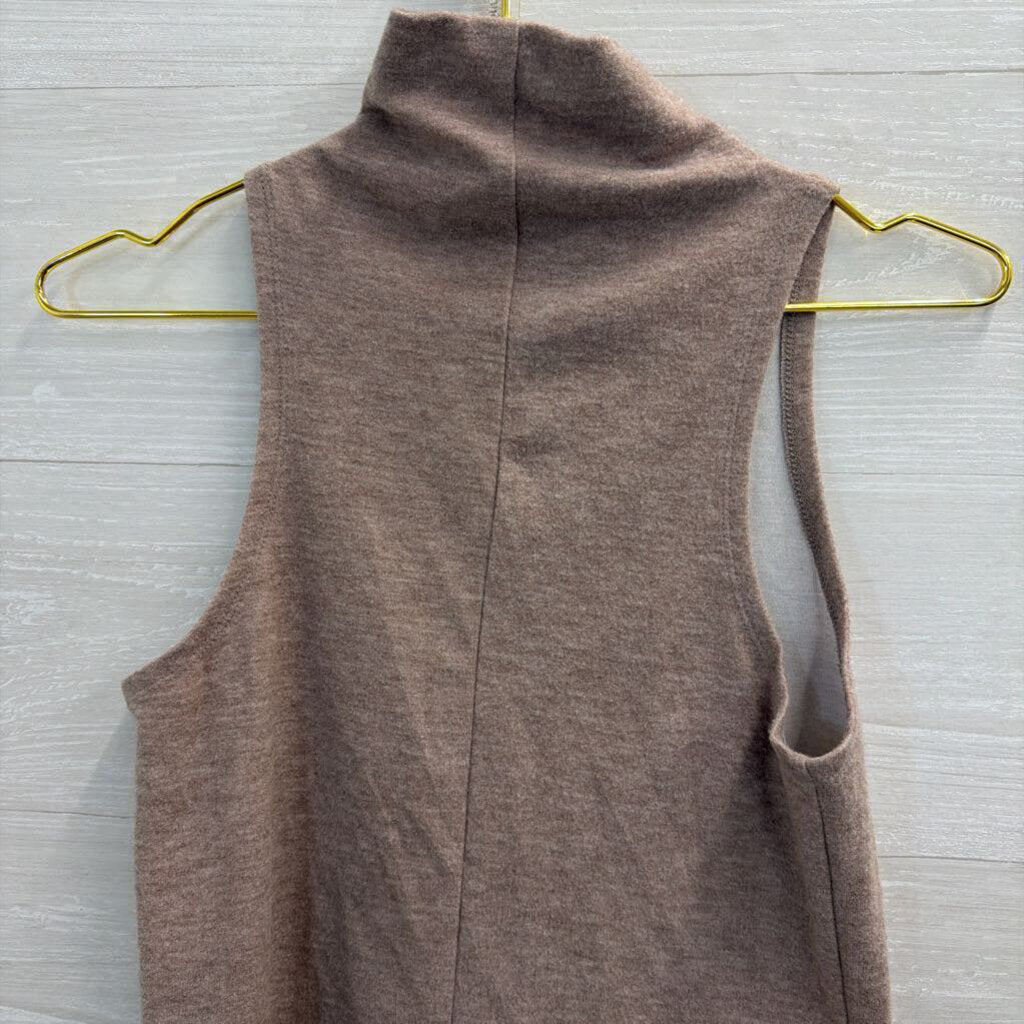 Soft Brown Mock Neck Sleeveless Top Small