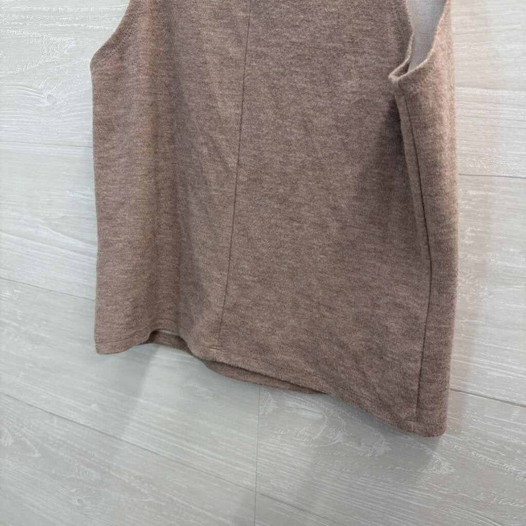 Soft Brown Mock Neck Sleeveless Top Small