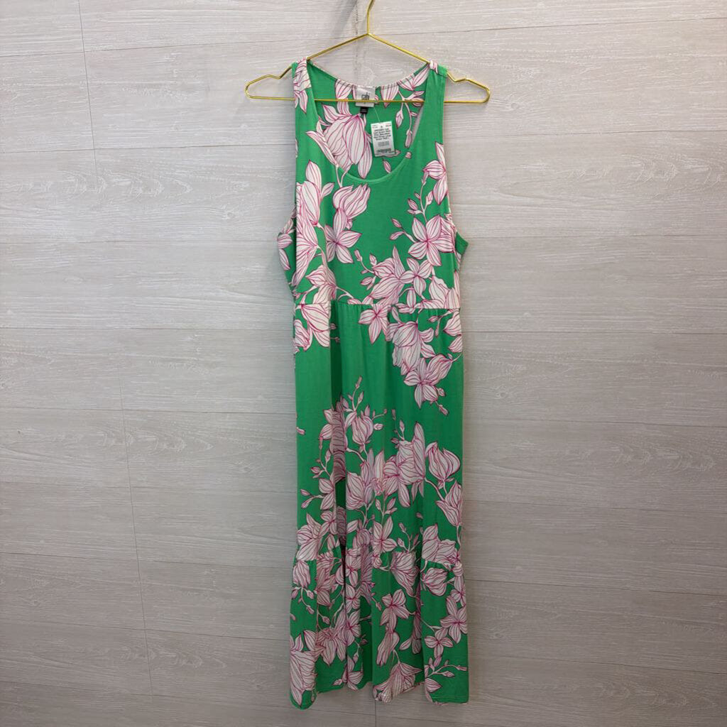 Cabi Green/ Multi Print Sleeveless Maxi Dress Large