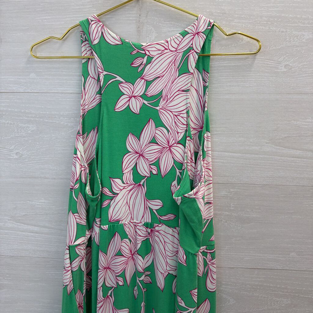 Cabi Green/ Multi Print Sleeveless Maxi Dress Large