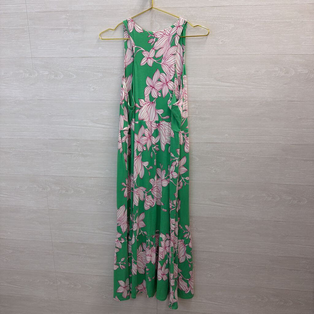 Cabi Green/ Multi Print Sleeveless Maxi Dress Large