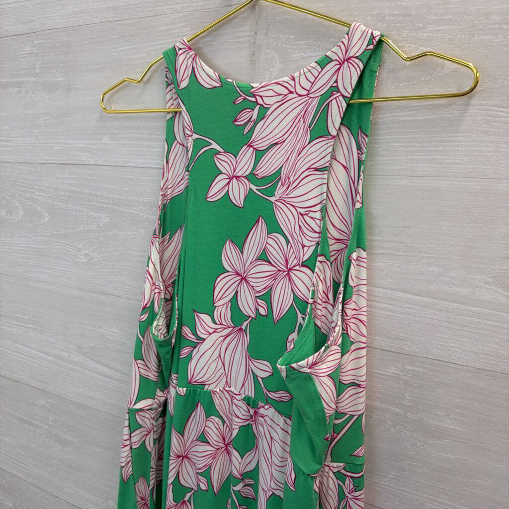 Cabi Green/ Multi Print Sleeveless Maxi Dress Large