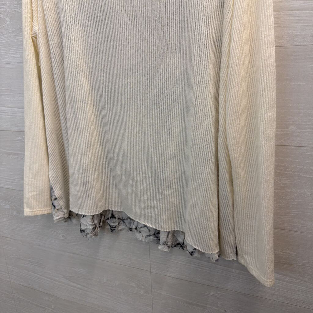 By Together Cream Ribbed Print Back Long Sleeve Top Large
