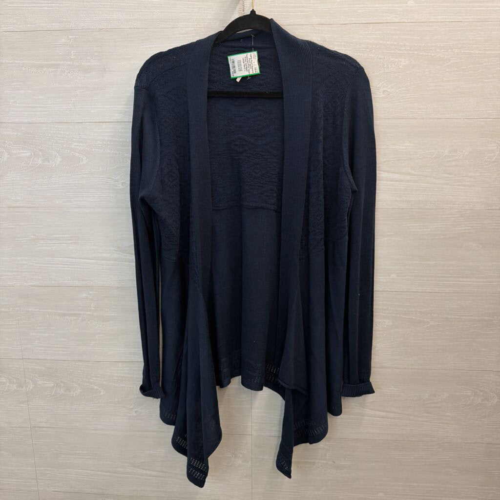 Poof Navy Textured Print Open Front Cardigan Large